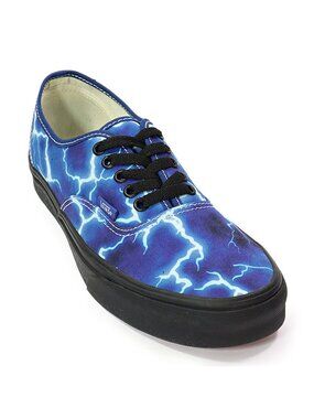 Vans Authentic Skate Shoe Blue Black Lightning Low Top Sneaker Men's 9 Wo's 10.5